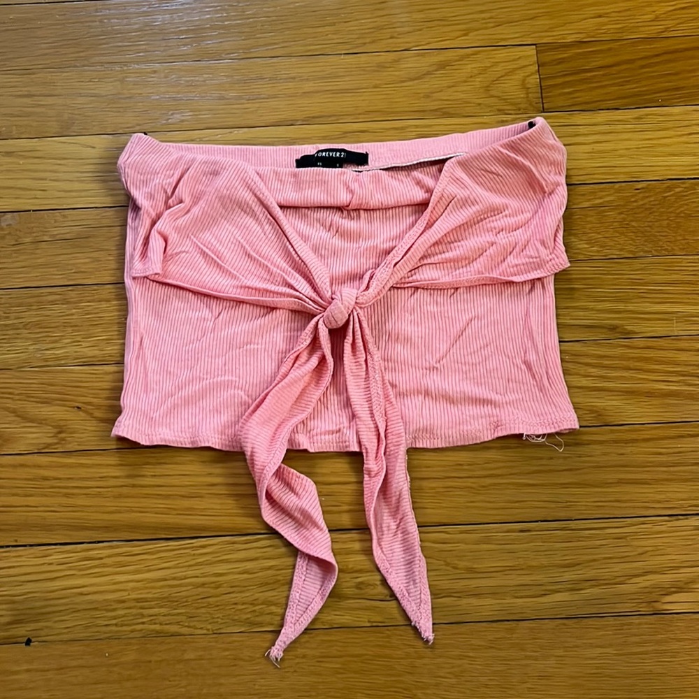 Pink tube top with tie